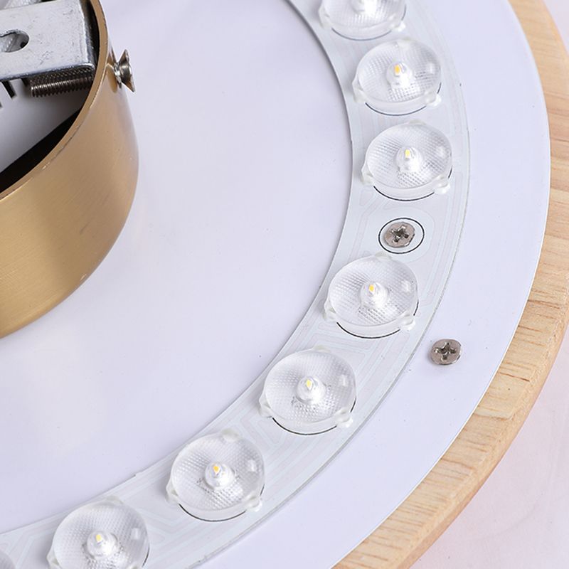 Wooden Wall Sconce Lighting Modern Round Disc Shape Wall Lamp for Bedroom