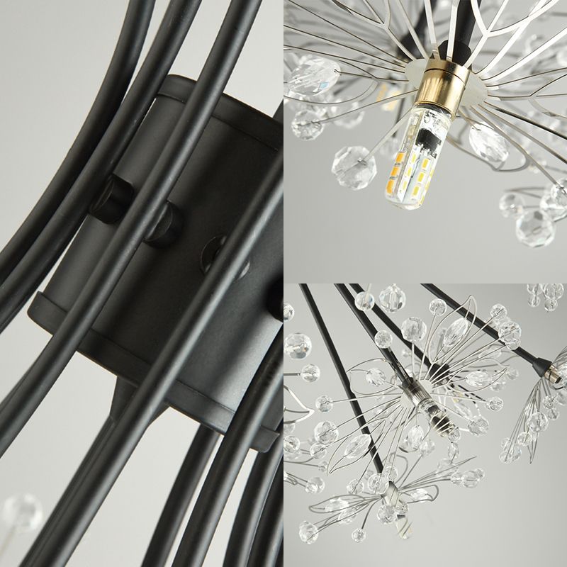 Lampada il lampadario in perline di cristallo trasparente con design bouquet moderno 13/19 luci nere/cromo lampada sospesa
