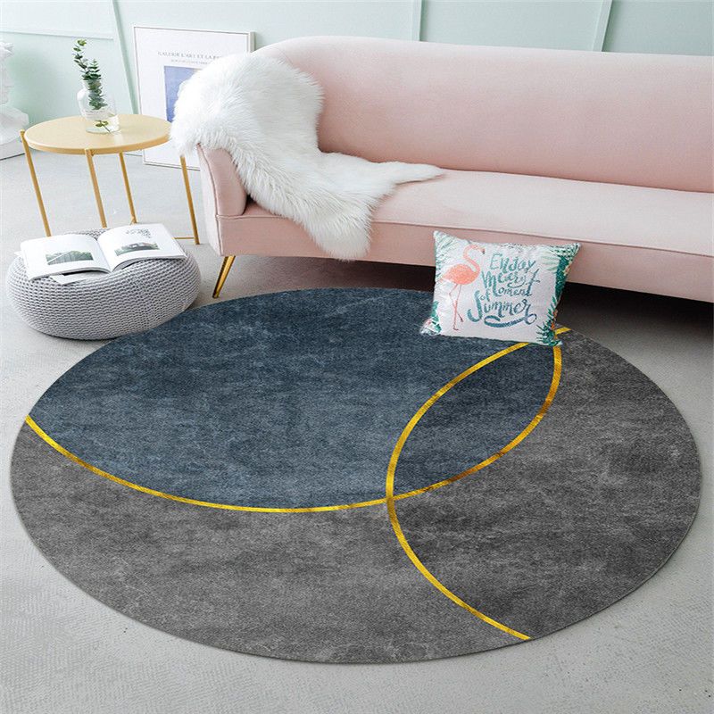 Round Polyester Carpet Trendy Houndstooth Pattern Rug Stain Resistant Area Rug for Living Room