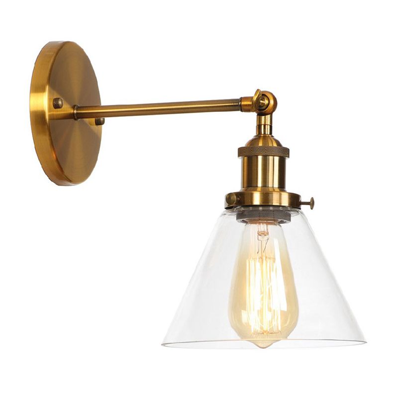 Amerikanischer Vintage -Stil Wandbeleuchtung Metall Armglas Schattenleuchte für daneben
