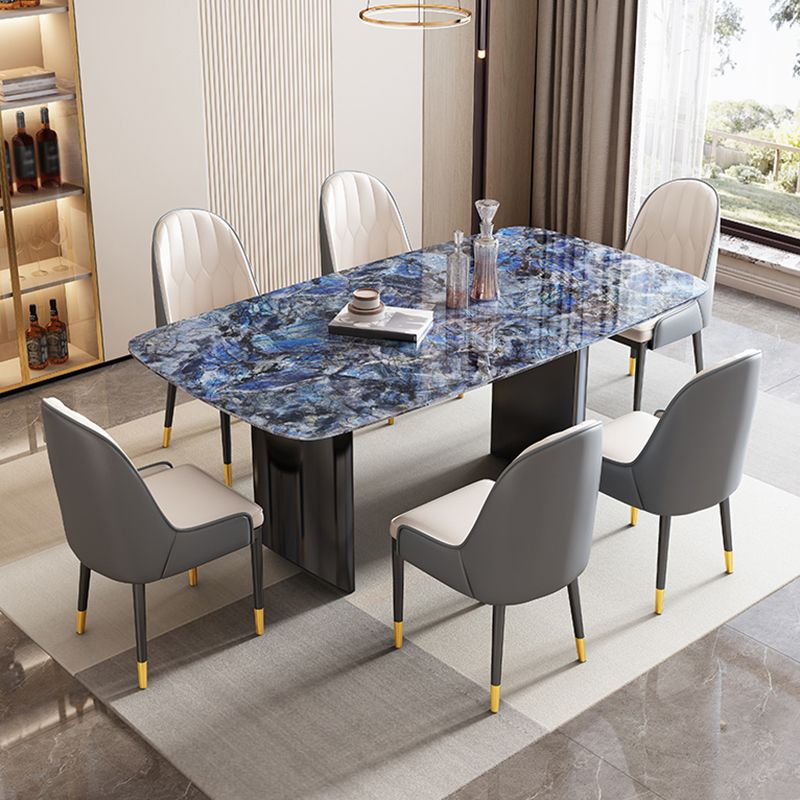 Double Pedestal Dining Table Rectangle Dining Table for Kitchen