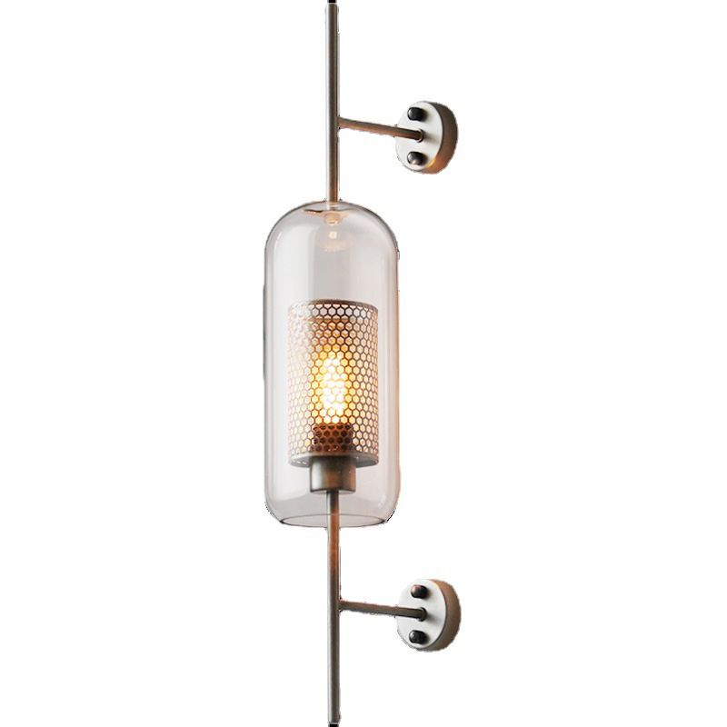 Metal and Glass Bath Sconce Industrial 1 - Light Bathroom Vanity Lighting in Gold / Sliver
