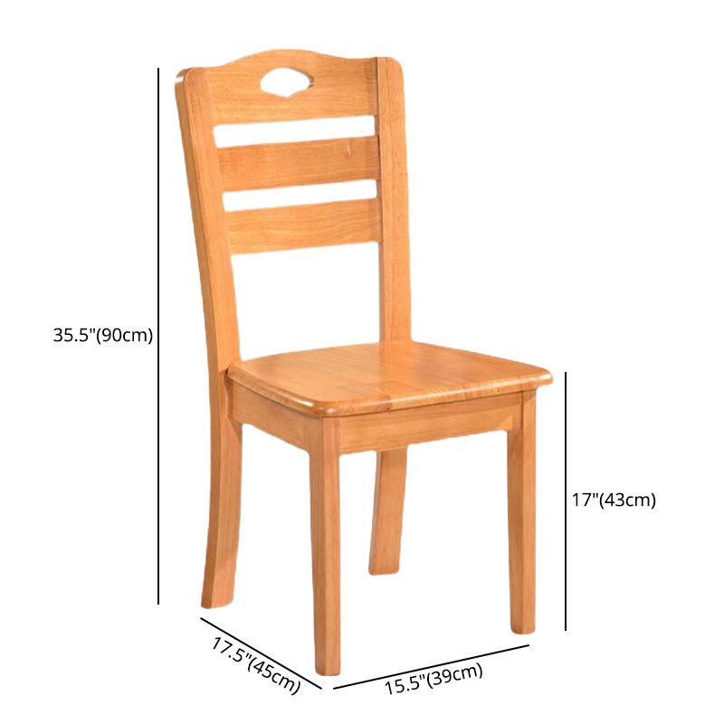 Silla de comedor moderna de madera para interiores y exteriores, silla lateral con respaldo de escalera sin brazos (juego de 2)
