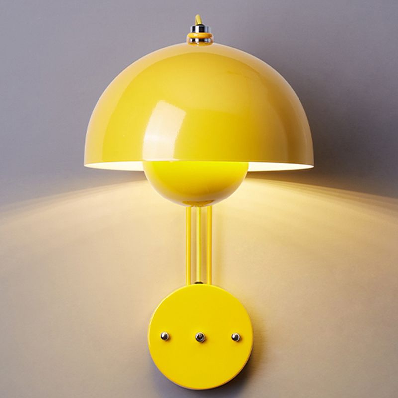 1-Light Wall Lamp Macaron Wall Mount Lamp with Metal Shade for Bedroom