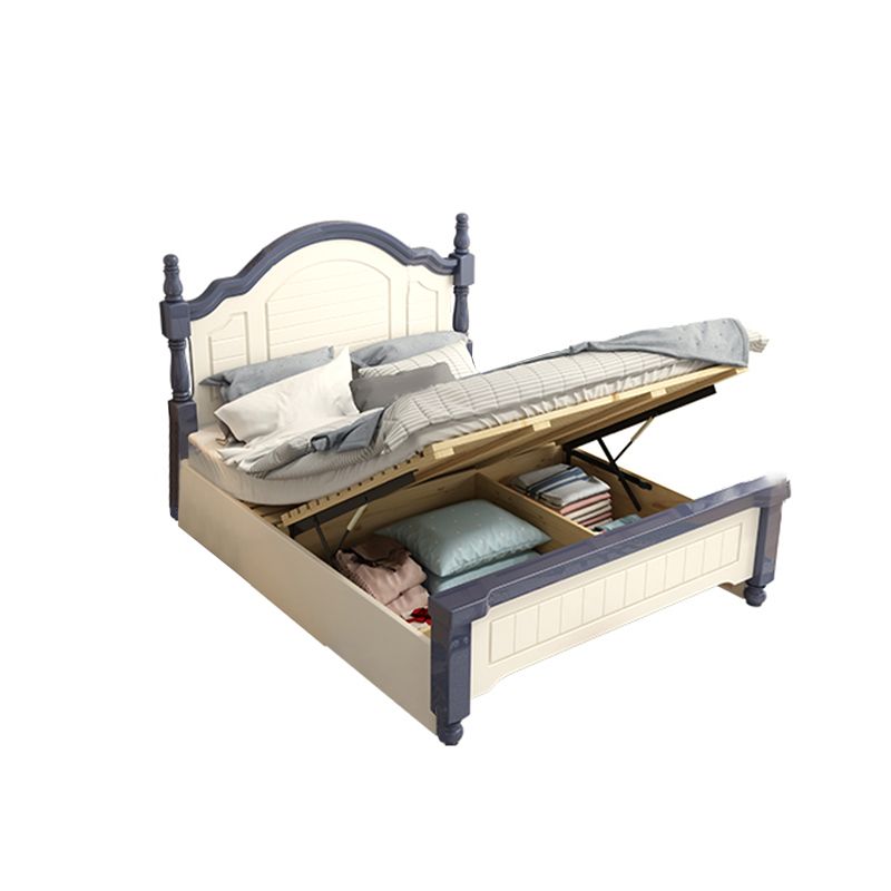 Solid Wood Stepped Standard Bed Headboard Bed with Custom Legs