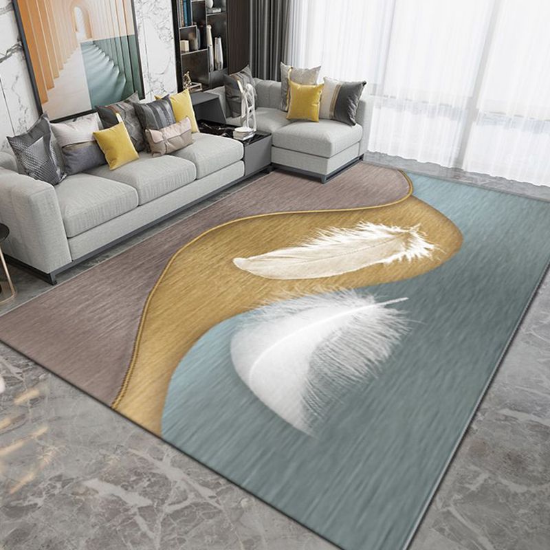 Light Gray Modern Rug Polyester Pattern Area Rug Stain Resistant Rug for Home Decor