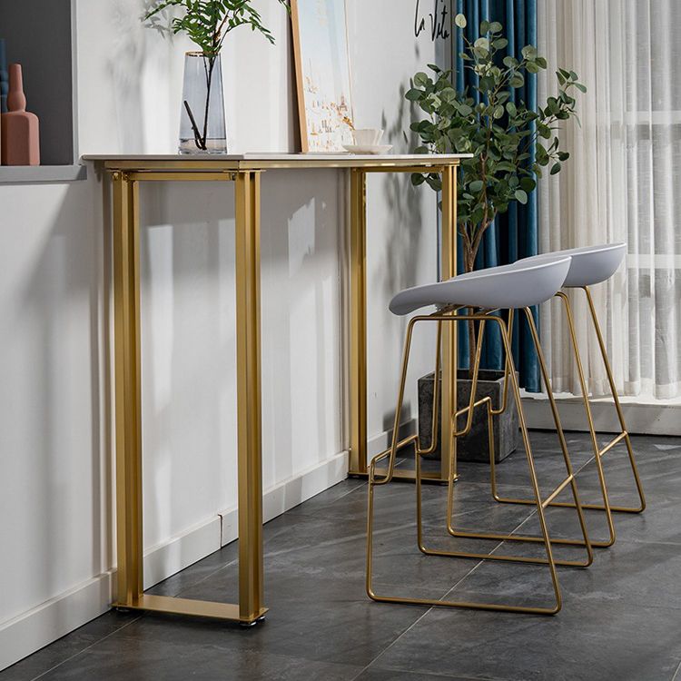 Sintered Stone Bar Table Modern Dining Table Gold and Metal Base Bar Table