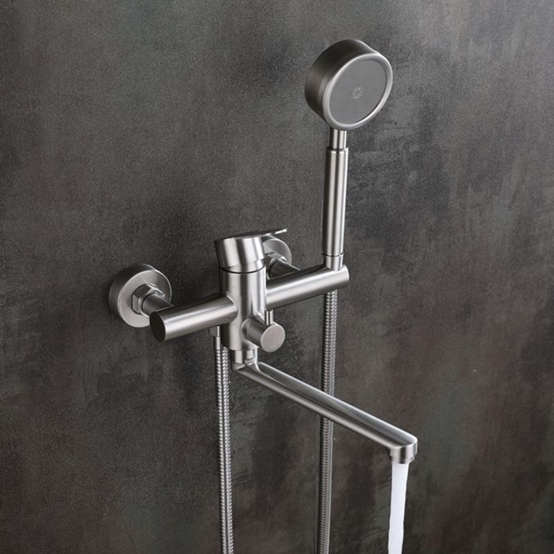 Wall Mounted Metal Tub Filler Low Arc Swivel Bathroom Faucet