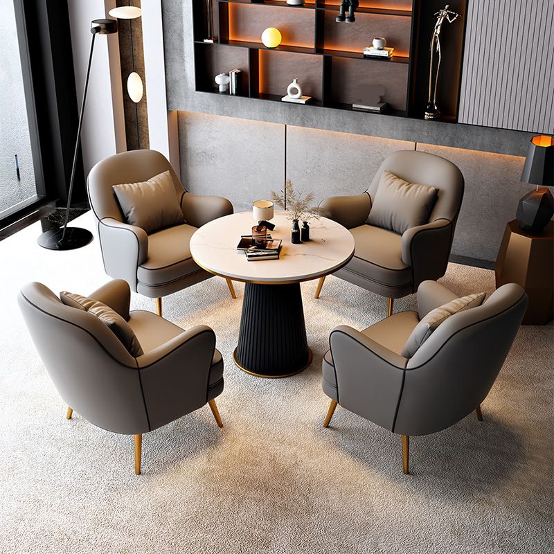 Contemporary Pillow Back Chair Recessed Arms Pillow Back ArmChair