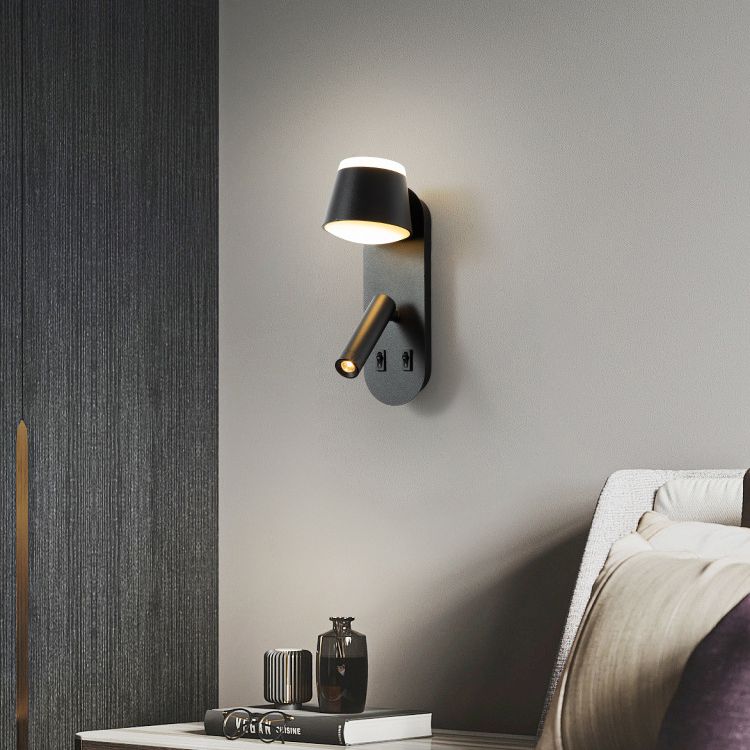 Modern Minimalist Style Shaded Sconce Light Fixtures Metal 2 Lights Wall Sconce for Bedroom