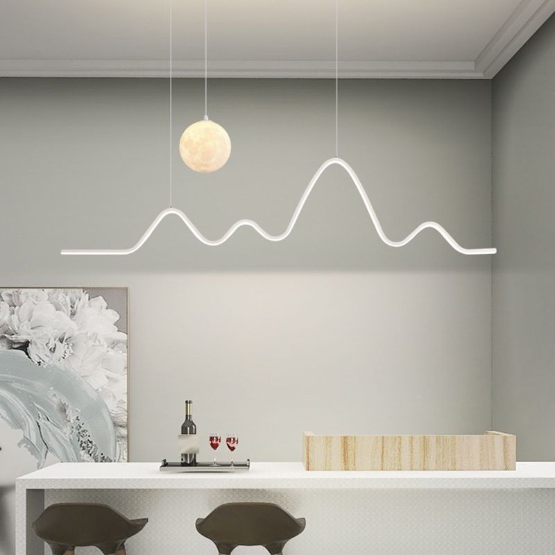 Modern Style Linear Shape Island Lights Metal 2 Light Chandelier for Living Room