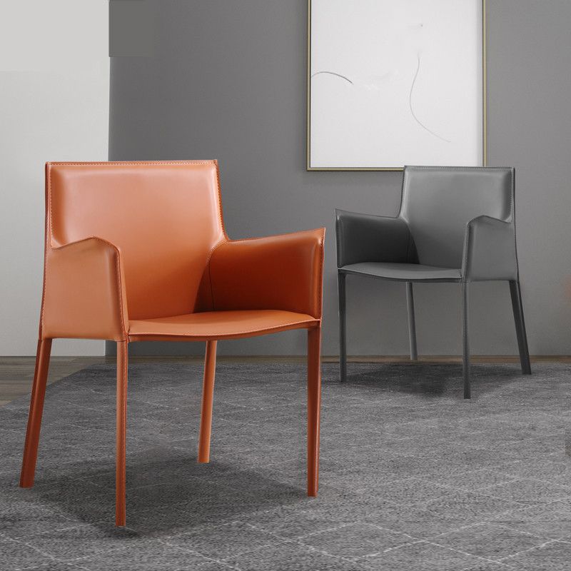 Upholstered Dining Room Chair Modern Style Faux Leather Arm Chair