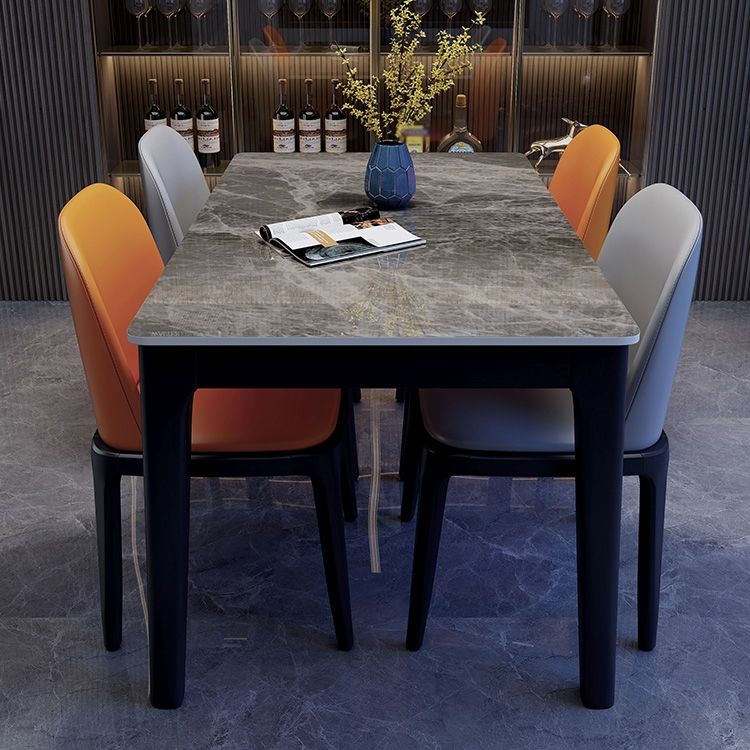 Dining Table Sets Contemporary with Sintered Stone Table and Cushion Chairs