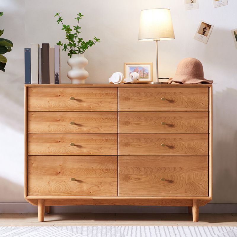 Traditional Horizontal Double Dresser Wood Storage Dresser with Drawers for Home