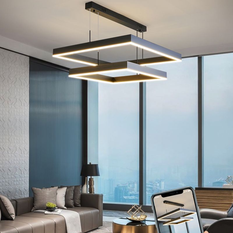 Mehrere Quadrate Pendelleuchte moderne Kronleuchter Lichter Metallkronleuchter für Wohnzimmer