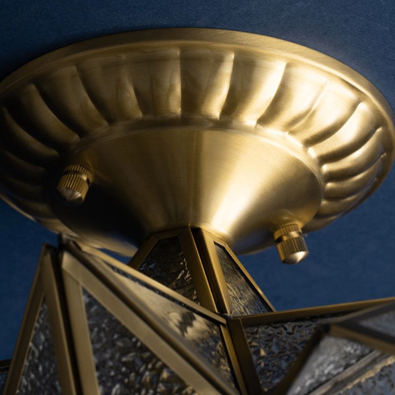 One-Light Antique Ceiling Light Brass Metal Ceiling Mounted Fixture