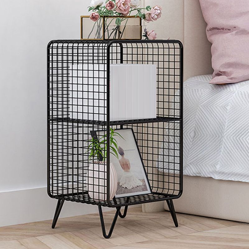 Modern Closed Bookcase with Metal Rectangular Shelves for Study Room