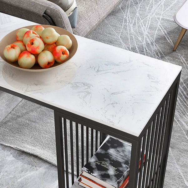 Rectangle Living Room Pub Height Dining Table Marble Bistro Table with Storage