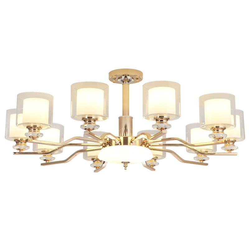 Clear and Frosted Glass Cup Chandelier Minimalist Suspension Lamp for Living Room