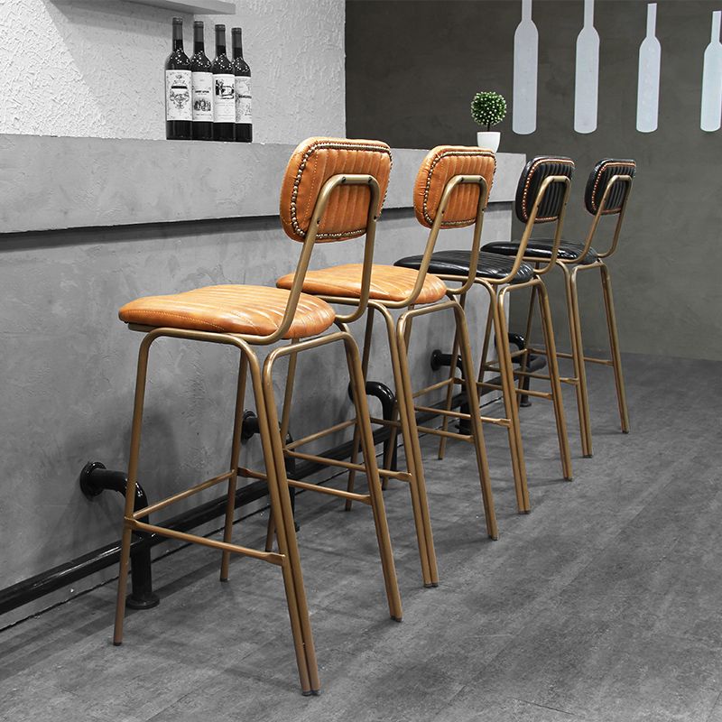 Tabourets de comptoir scandinaves en or, tabourets de bar d'intérieur sans bras en cuir de fer
