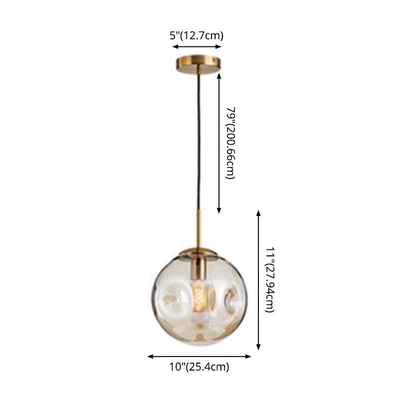 Glass Spherical Ceiling Pendant Light Minimalist Style Pendant Lighting Fixture for Bedroom