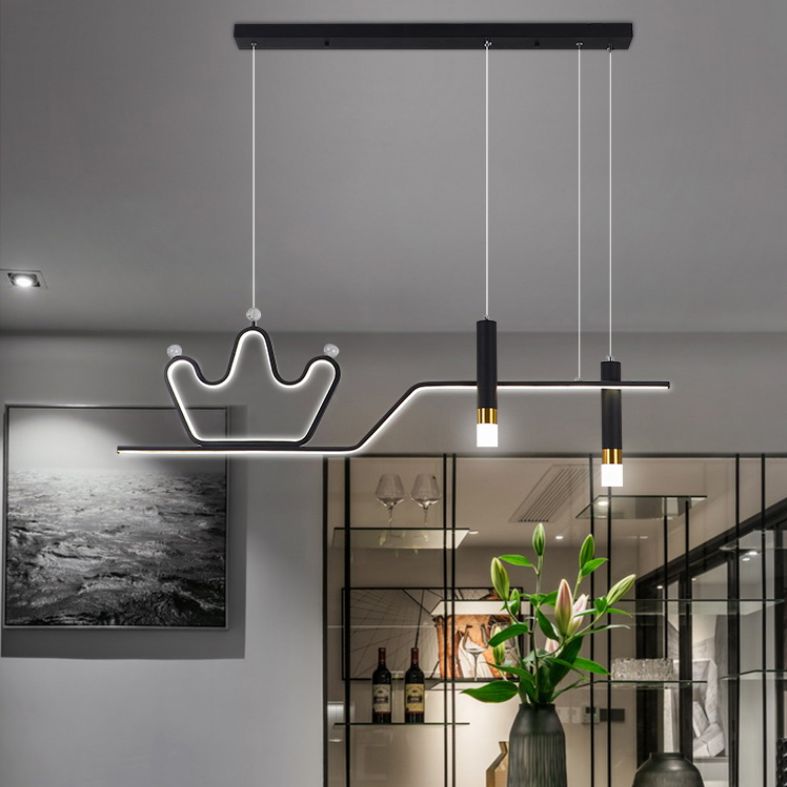 Linear LED Island Chandelier Lights Metal Modern Hanging Lamp for Dining Room