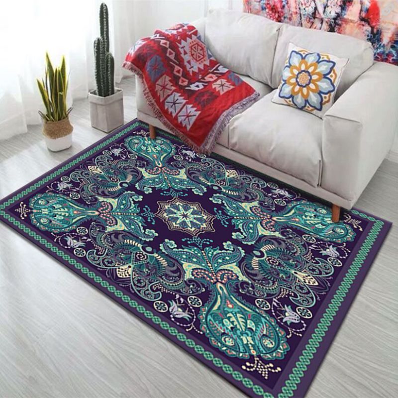 Geel Boheems tapijt polyester grafisch tapijt Non-slip achterstappert tapijt voor woonkamer