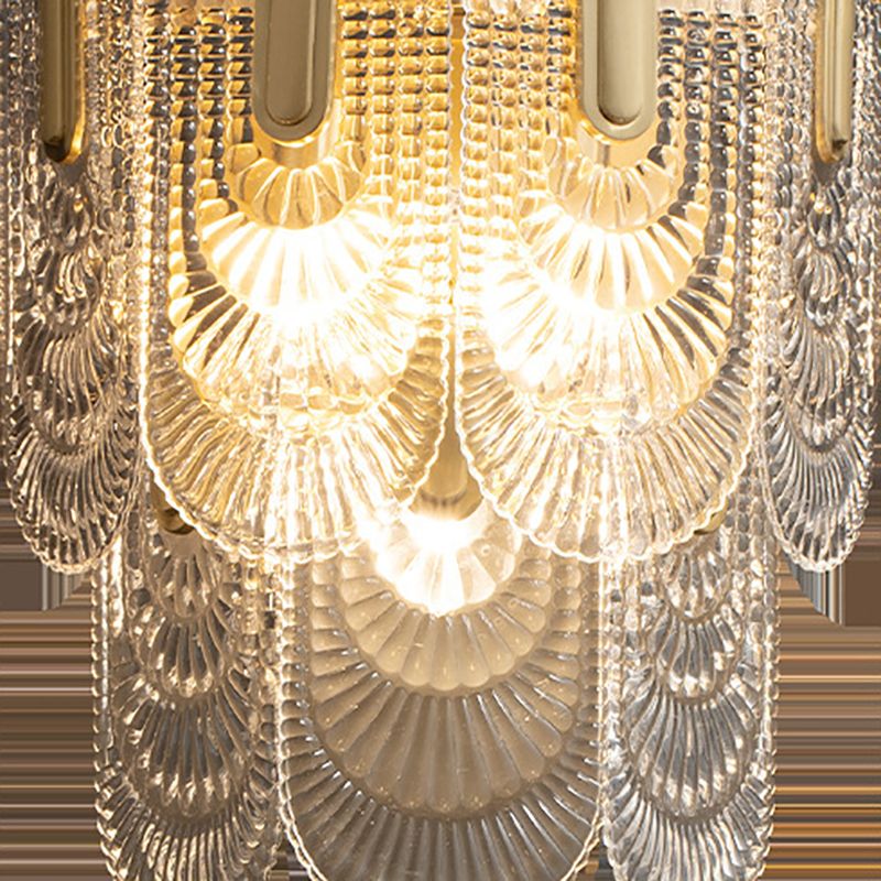Brass Geometric Wall Light Nordic 13" Wide Wall Sconce with Glass for Living Room