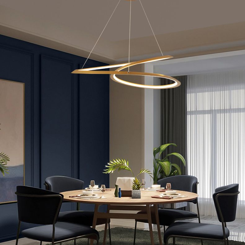 Modern LED Pendant Light Fixture Twisted Suspended Lighting Fixture with Acrylic Shade