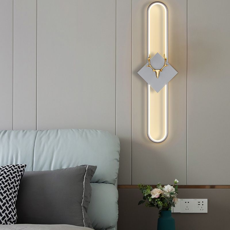 Oval Shape Metal Wall Light Modern Style 1 Light Wall Mounted Light Fixture
