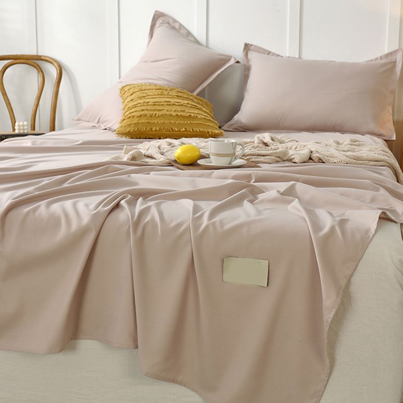 Bed Sheet Solid Color Breathable Skin-friendly Non-pilling Bed Sheet Set