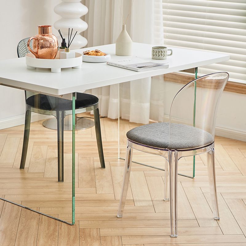 Contemporary Dining Side Chair Plastic Solid Back Chair for Dining Room