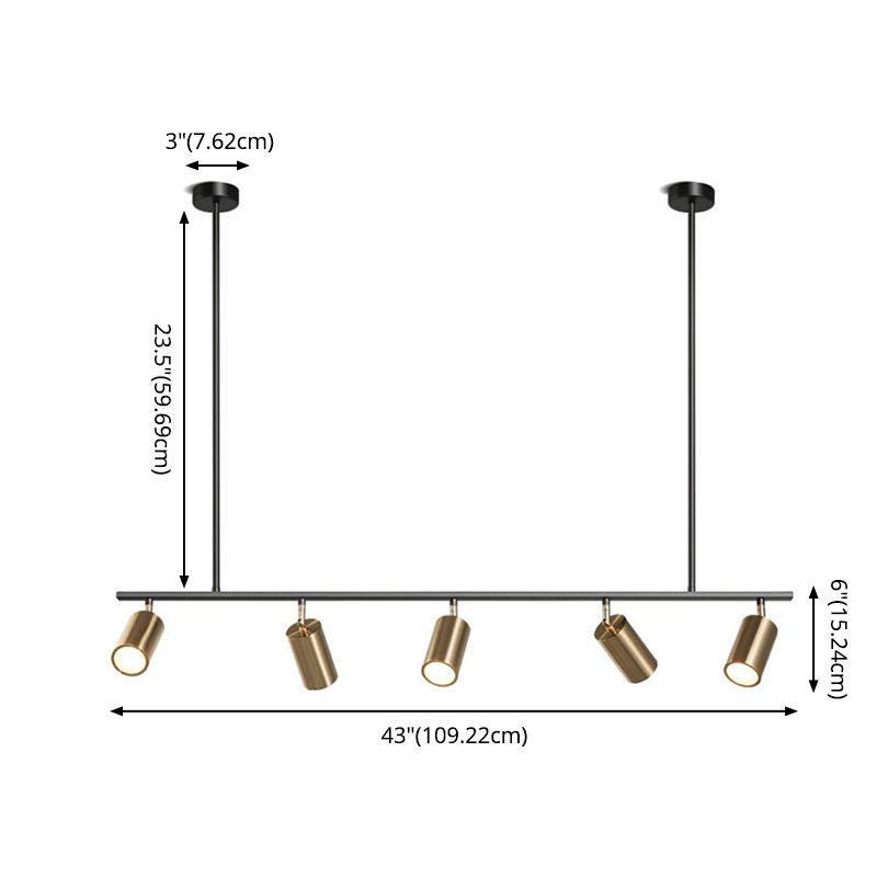 Cilindros Luz de techo colgante Simplicidad Estilo de metal Metal Black Island Light