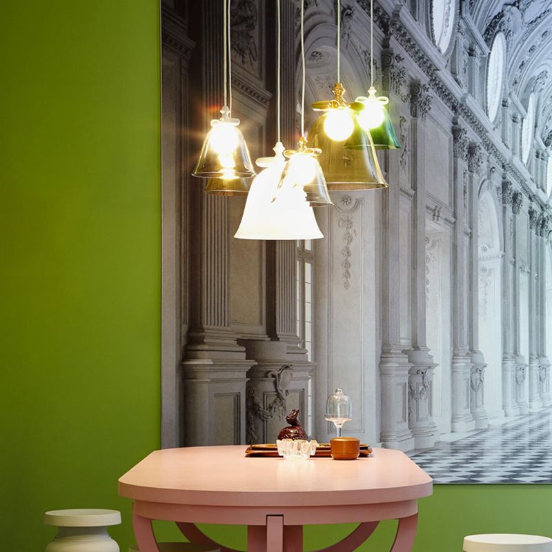 Glass Bell Hanging Light Modern Style Pendent Lighting Fixture for Sitting Room