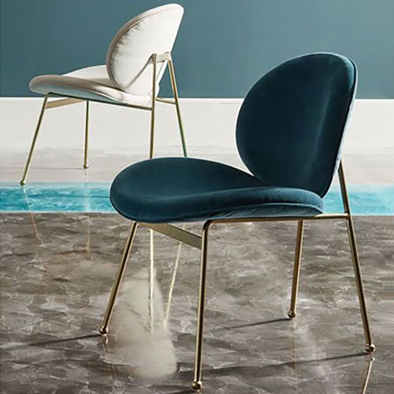 Glam Velvet Dining Room Chairs Metal Dining Armless Chair for Restaurant Use