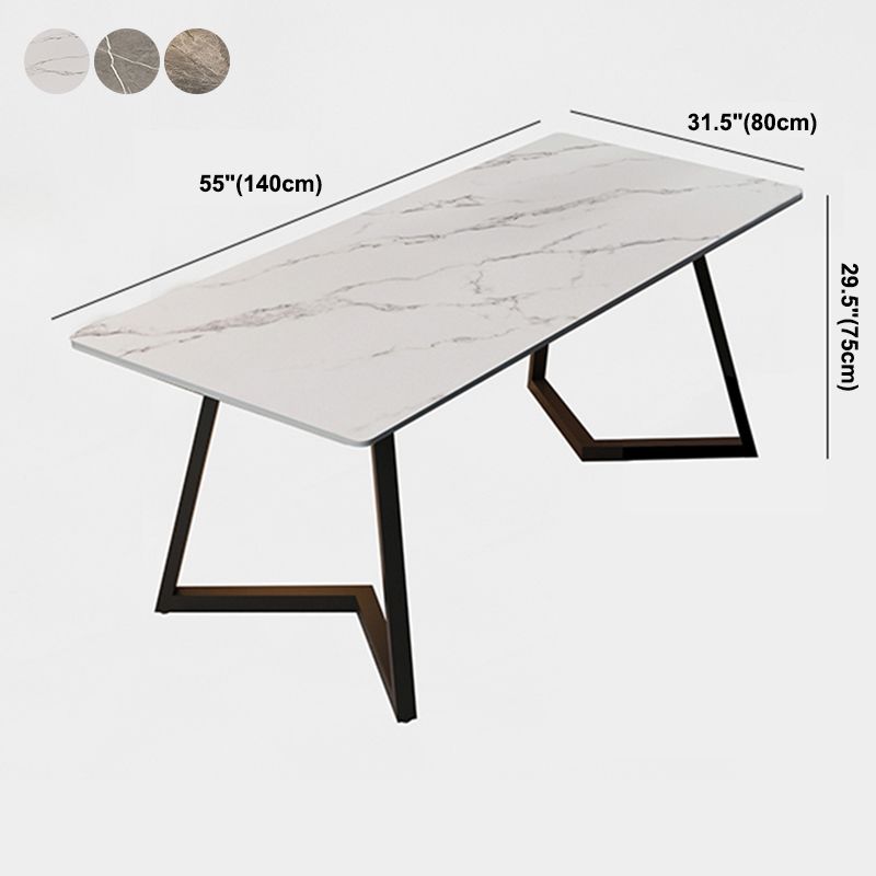 Double Pedestal Dining Table Industrial Style Stone Dining Room Collection for Indoor