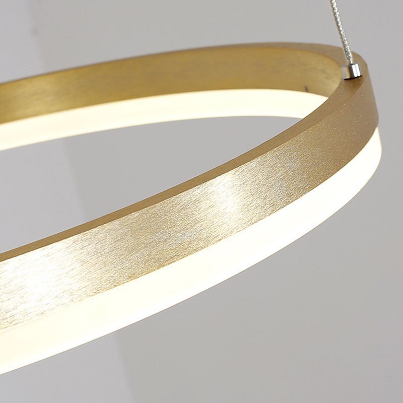 Simplicity LED Chandelier Pendant Circular Metal Suspension Light for Living Room