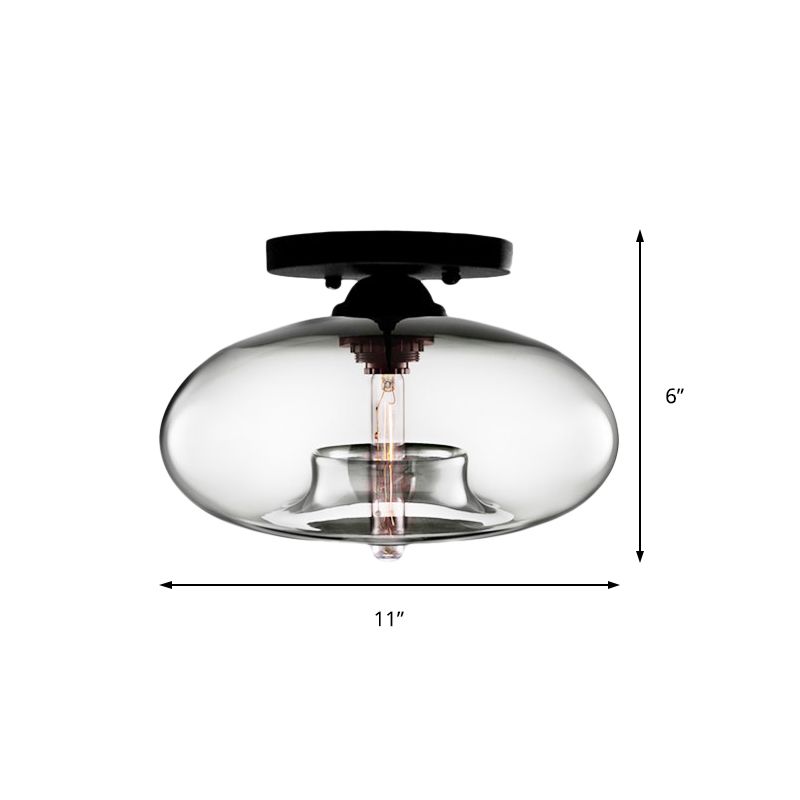 Lampe encastrée ovale en verre, Style Simple, 1 lumière claire/ambre/fumée, plafonnier pour couloir