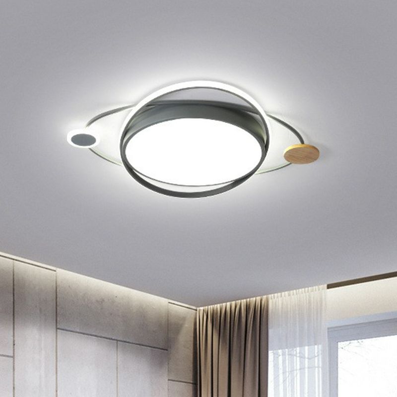 Macaron Orbit Shaped LED Flush Mount Lighting Metallic Kids Bedroom Flush Mount Ceiling Light
