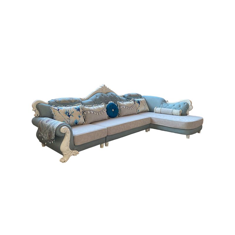 133.86"L x 74.8"W x 47.24"H Glam 5-Seat Cushion Back Sectional Rolled Arm Sofa and Chaise