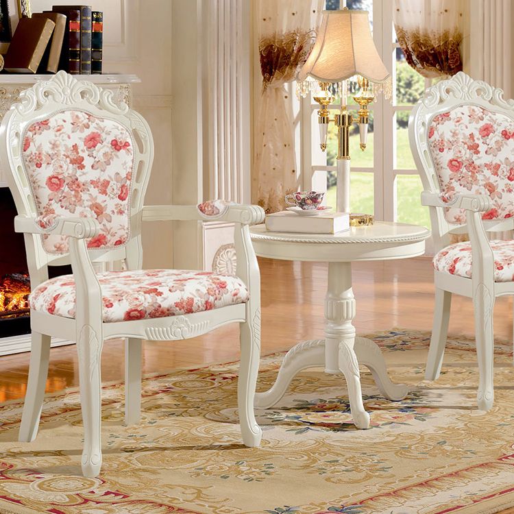 Silla de comedor de tela victoriana con respaldo King Louis y acabado mate (juego de 2)