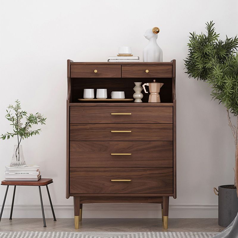 Contemporary Chest Solid Wood 6 - Drawer Rectangle Straight Legs Accent Chest