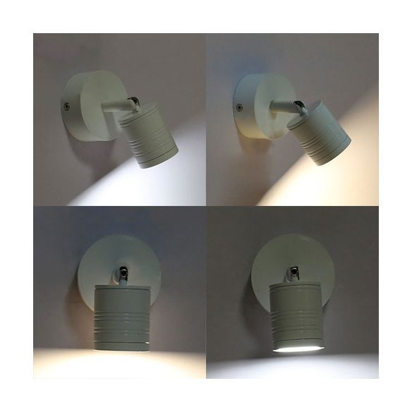 Cylindre blanc lampe applique de style simple LED LED Éclairage mural métallique en lumière chaude / blanche pour le chevet