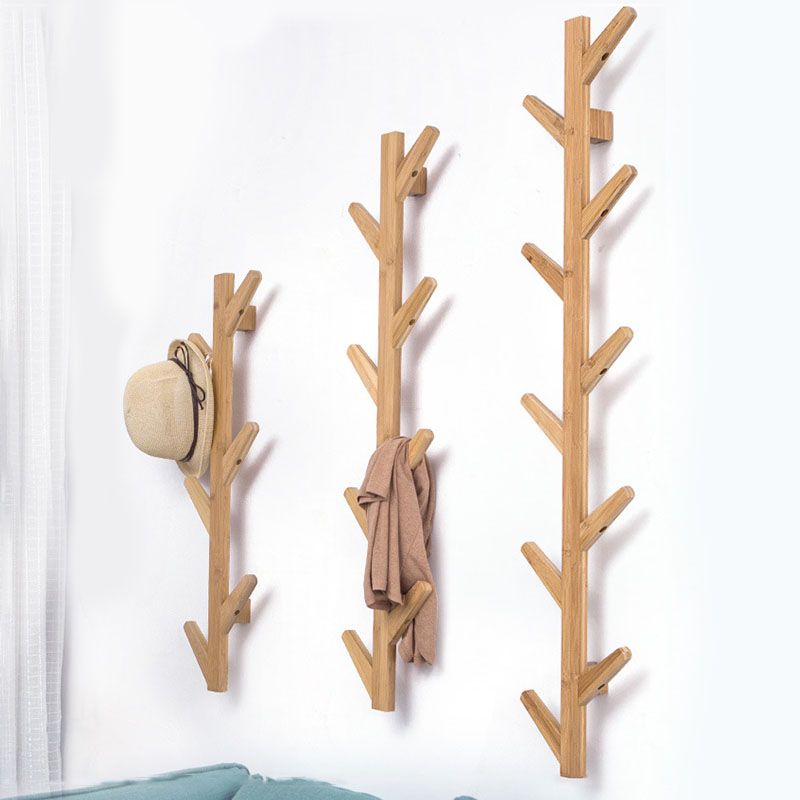 Contemporary Coat Hanger Wall-mounted Wooden Coat Hanger with Hooks