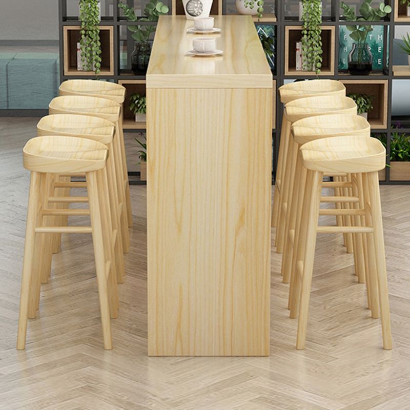 Contemporary 1/2/5/9 Pieces Bar Table Set Rectangle Wood Bar Table with Wooden Stools