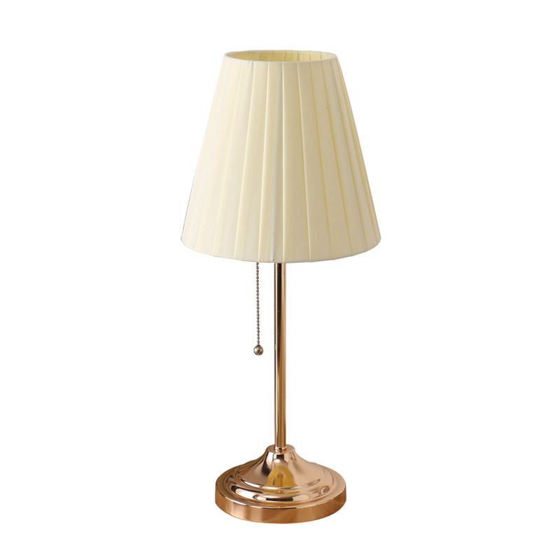 Artistic Pleated Empire Shade Table Lamp Fabric 1 Bulb Bedroom Nightstand Light with Pull Chain