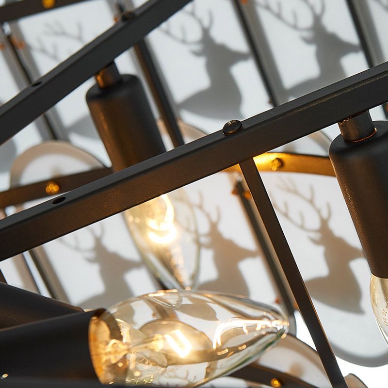 Crystal Tiered Chandelier Pendant Light Modern 12/16 Lights Down Lighting in Nickel with Elk Pattern