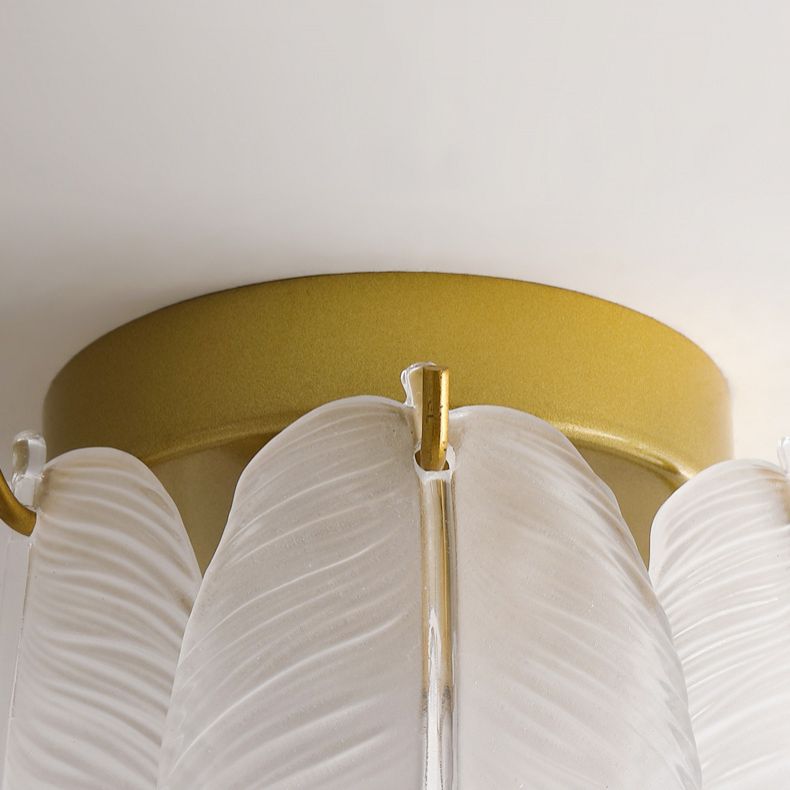 Feather Ceiling Mounted Fixture Simplicity Style Gold Ceiling Flush Mount Light