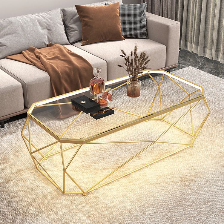 Modern Frame Coffee Table Glass Top Cocktail Table for Living Room