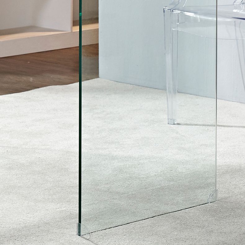 Glass Top Office Desk Sled Base Rectangular Writing Desk for Office